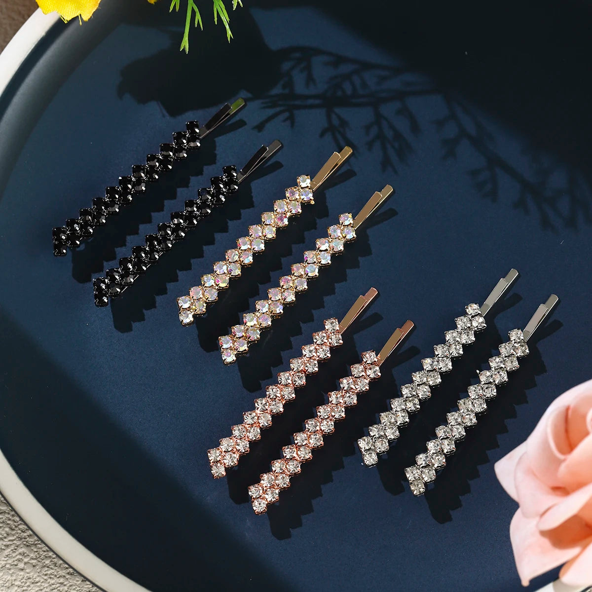 8PK One Clip Rhinestone Hair Clip Set Fashion Bangs Hair Clips Barrettes For Women Girls Hairpins Headdress Jewelry As Gifts