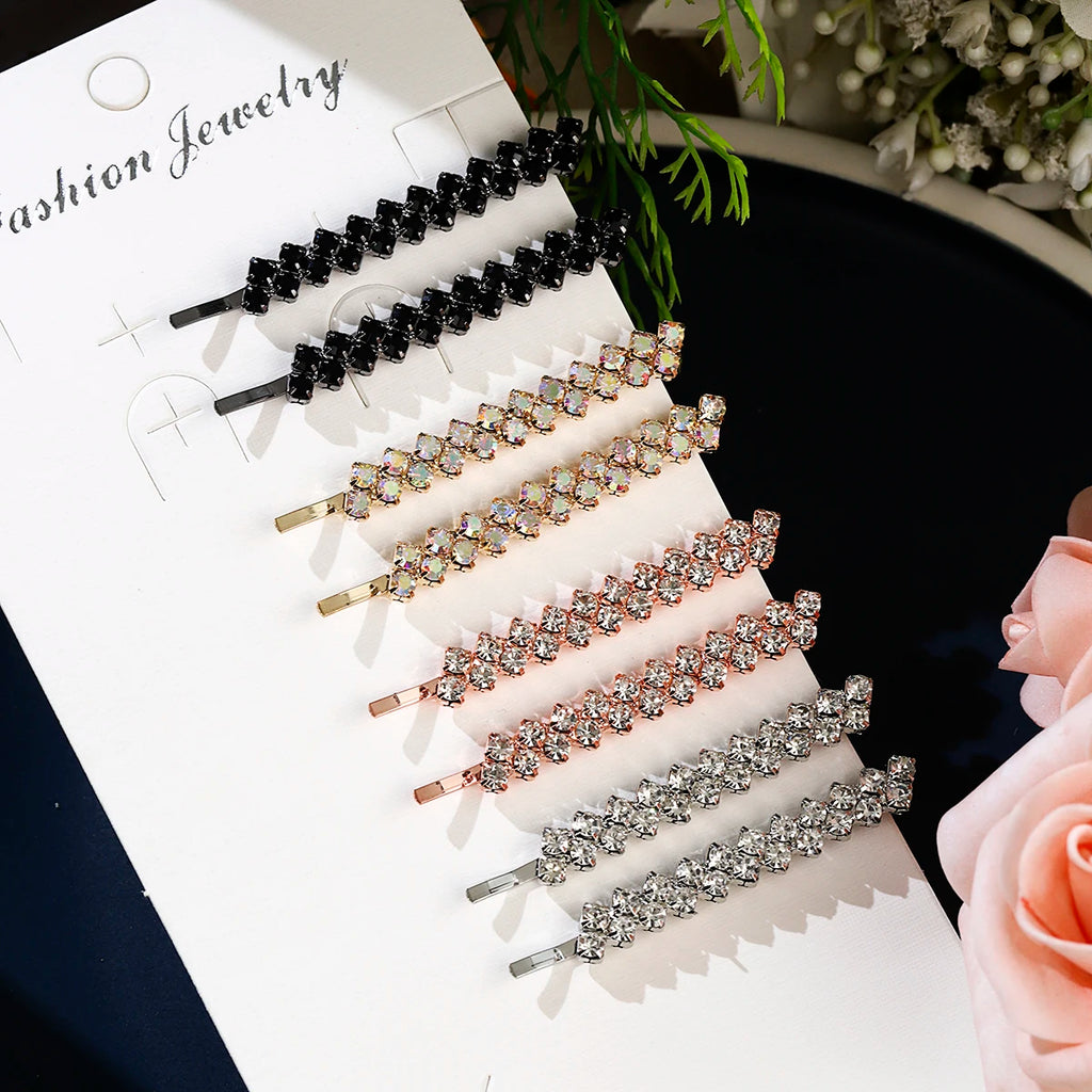 8PK One Clip Rhinestone Hair Clip Set Fashion Bangs Hair Clips Barrettes For Women Girls Hairpins Headdress Jewelry As Gifts