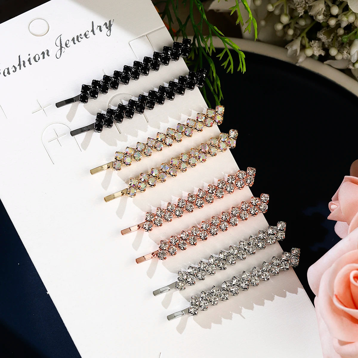 8PK One Clip Rhinestone Hair Clip Set Fashion Bangs Hair Clips Barrettes For Women Girls Hairpins Headdress Jewelry As Gifts