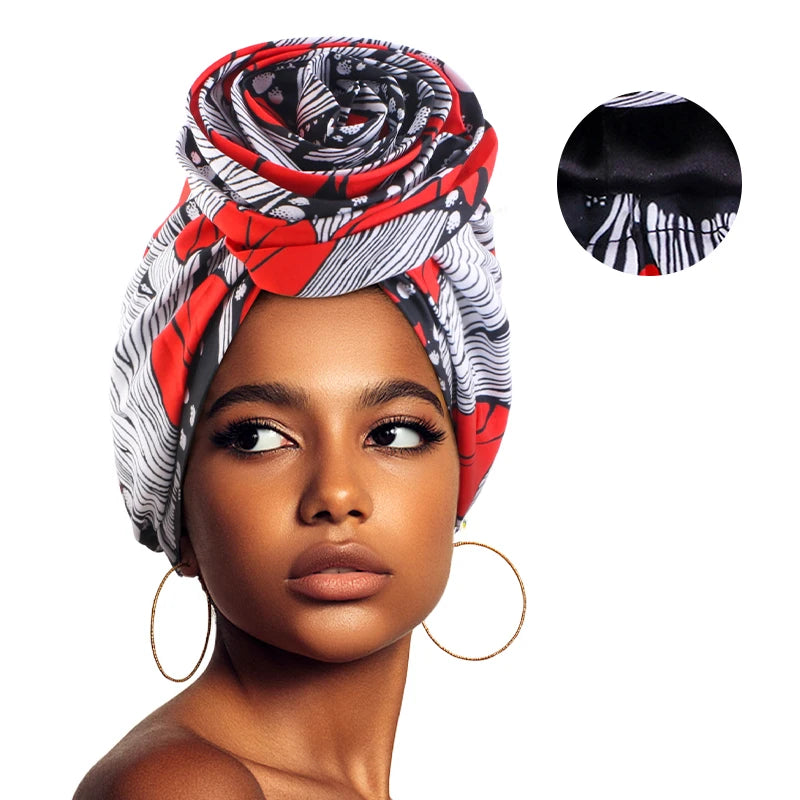 Turban Satin Africain foulard floral pour femmes