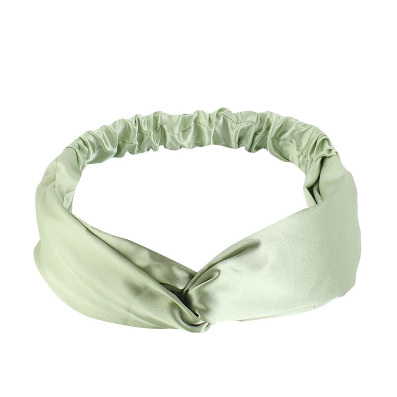Silky Satin Twist Turban Headband For Women Washing Head Wrap Headwrap Makeup Sport Yoga Head Band Girls Hair Accessories