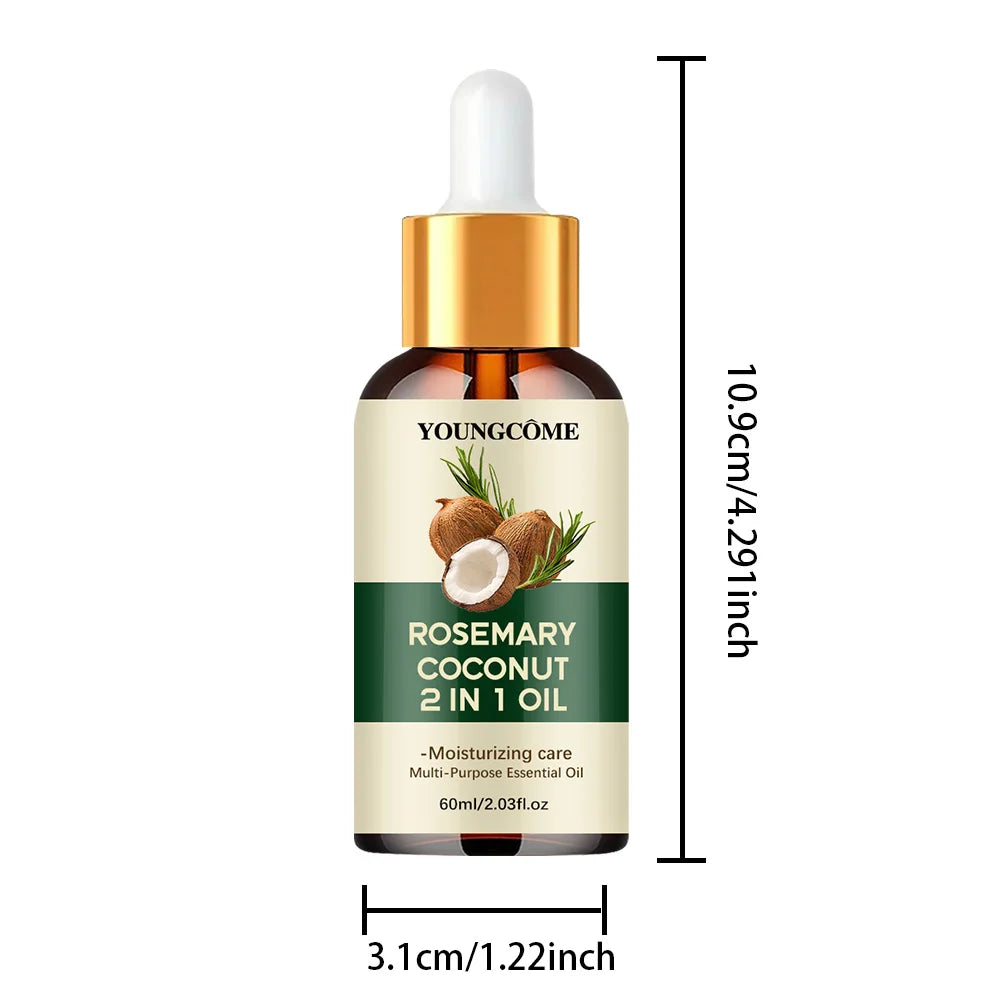 Huile Essentielle Romarin & Noix de Coco – Croissance & Cuir Chevelu