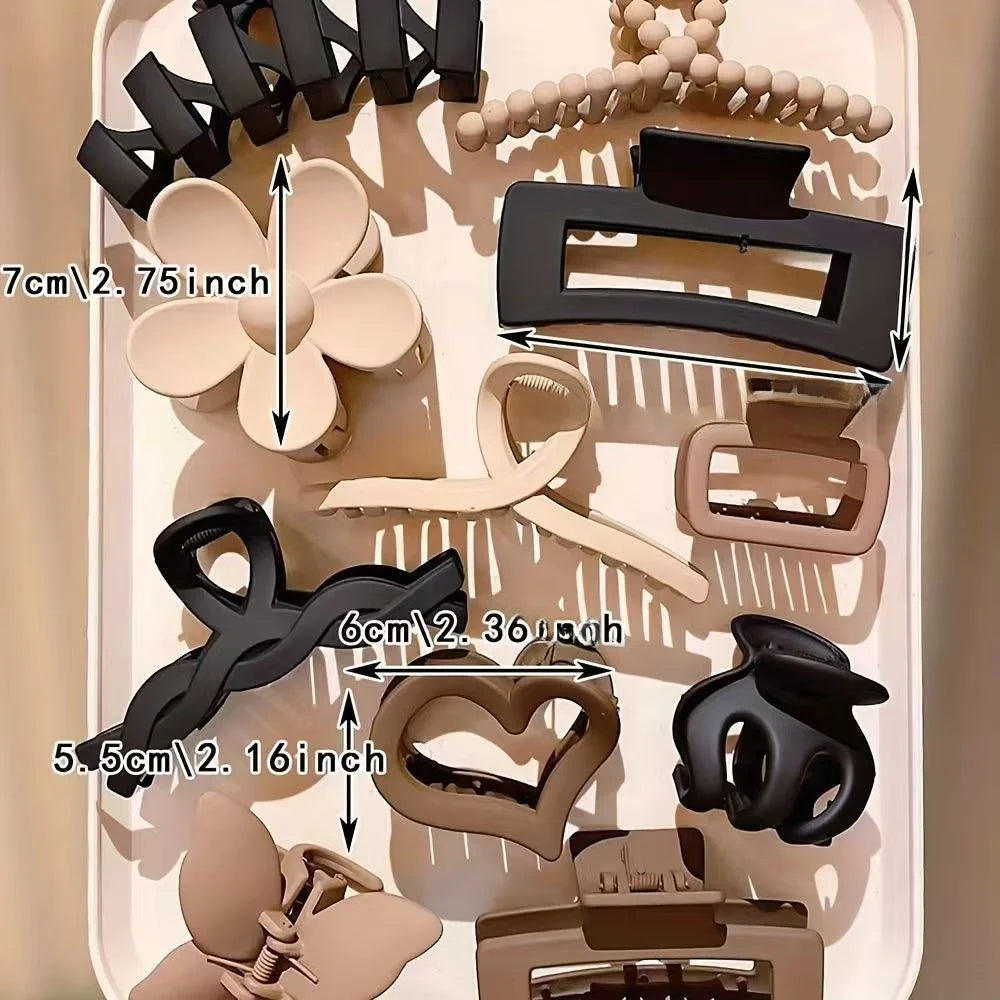 11-Piece Set Elegant Hair Claw Clips for Girls Versatile Hair Accessories Hairpins Hair Decorations Cross Pattern Popular Ele...