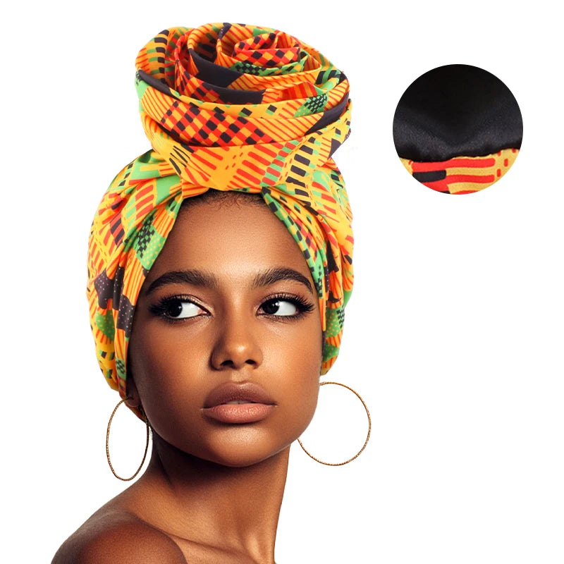 Turban Satin Africain foulard floral pour femmes