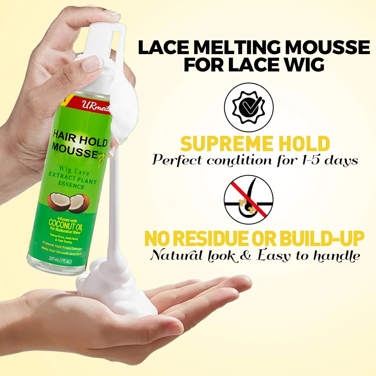 Mousse Lace contrôle les frisottis nourrit les cheveux