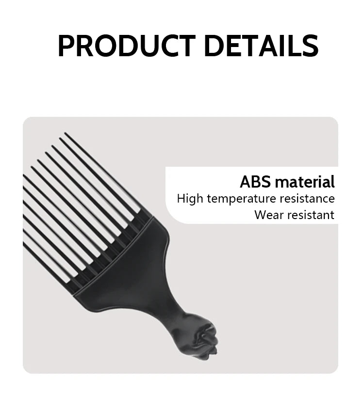 Professional Barber Hair Styling Afro Comb Plastic Handle Metal Tooth Hairdressing Curly Hair Pick Tools For Black Man