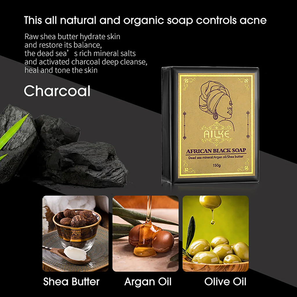 Savon Noir Africain illumine la peau, réduit l’acné, nettoie et hydrate