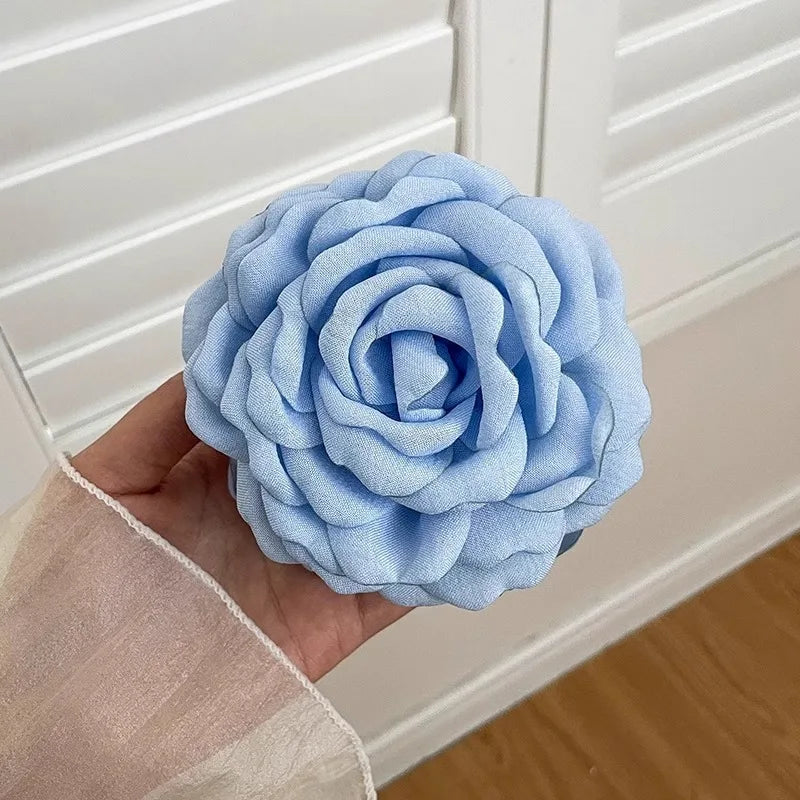 French Romantic Rose Flower Hair Clip Women Elegant Large Shark Clip Hair Claw Ponytail Barrettes Girl Hair Accessories Headwear