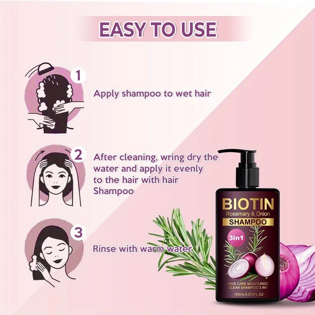 Shampoing Fortifiant 3-en-1 Biotine & Romarin