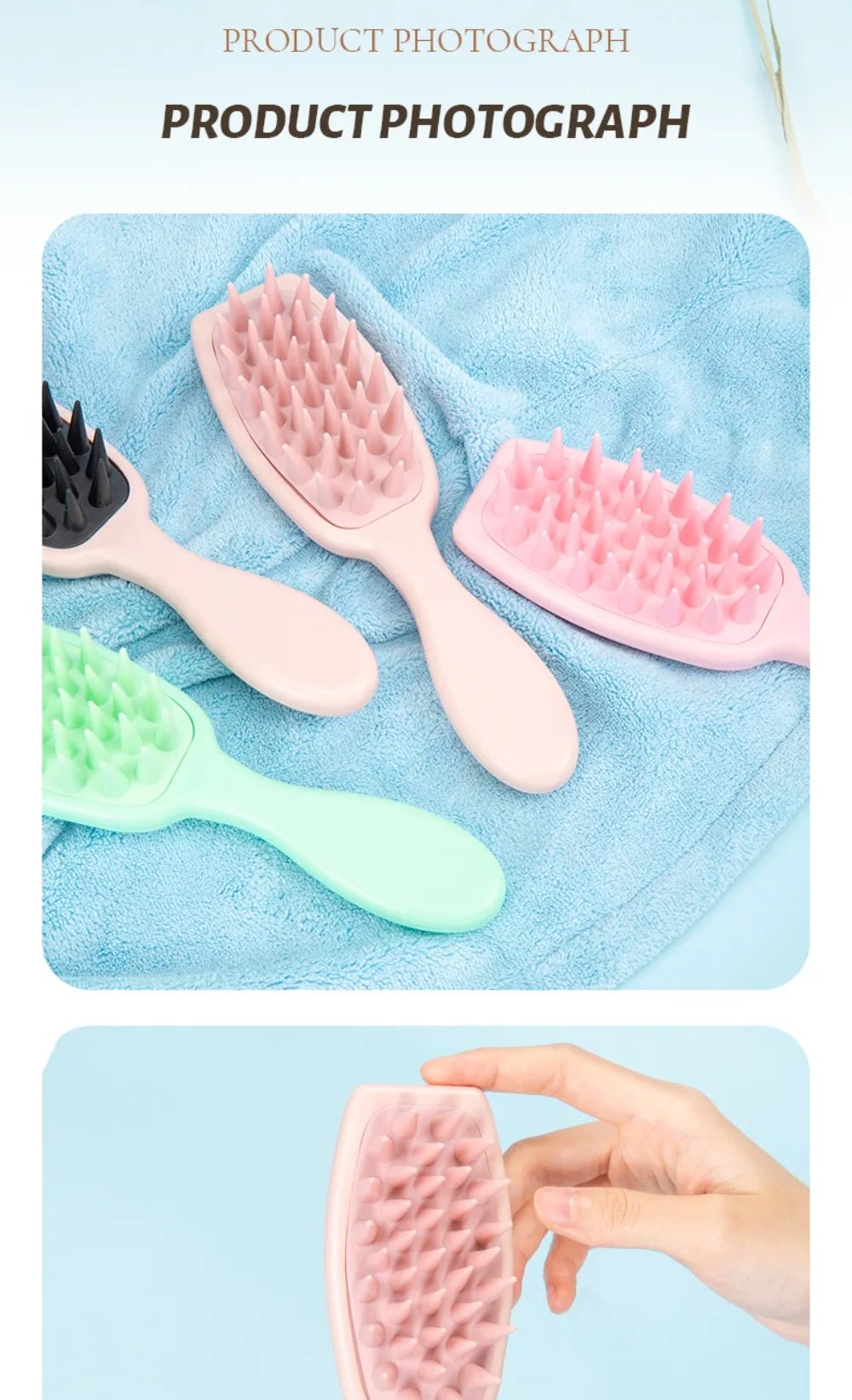 Silicone Shampoo Brush Scalp Massage Brush Hair Washing Comb Long Handle Head Massager Bath Exfoliating Body Scrubber Hair Care