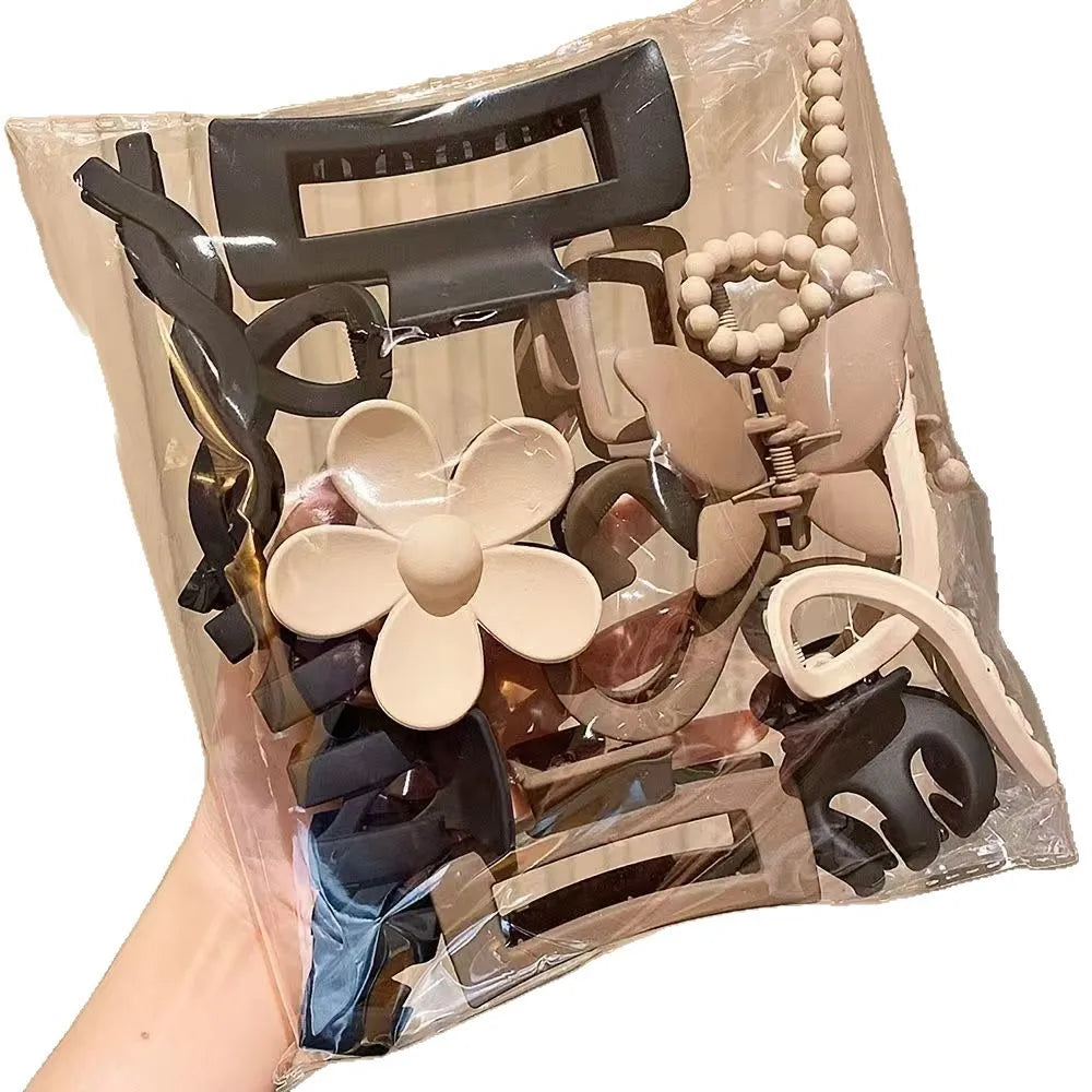 11-Piece Set Elegant Hair Claw Clips for Girls Versatile Hair Accessories Hairpins Hair Decorations Cross Pattern Popular Ele...