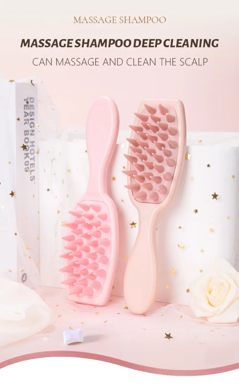 Silicone Shampoo Brush Scalp Massage Brush Hair Washing Comb Long Handle Head Massager Bath Exfoliating Body Scrubber Hair Care