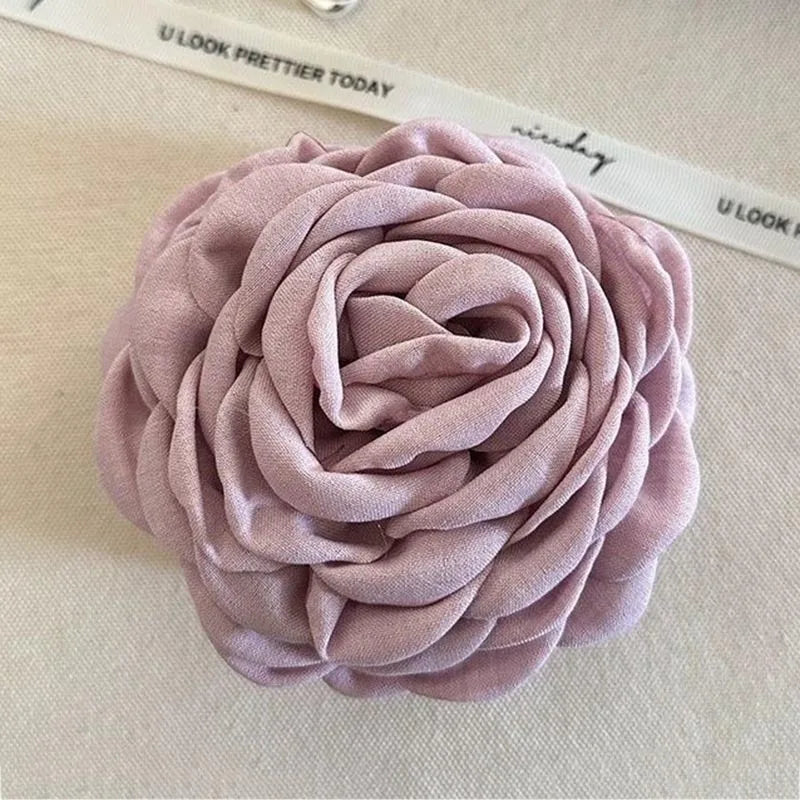 French Romantic Rose Flower Hair Clip Women Elegant Large Shark Clip Hair Claw Ponytail Barrettes Girl Hair Accessories Headwear