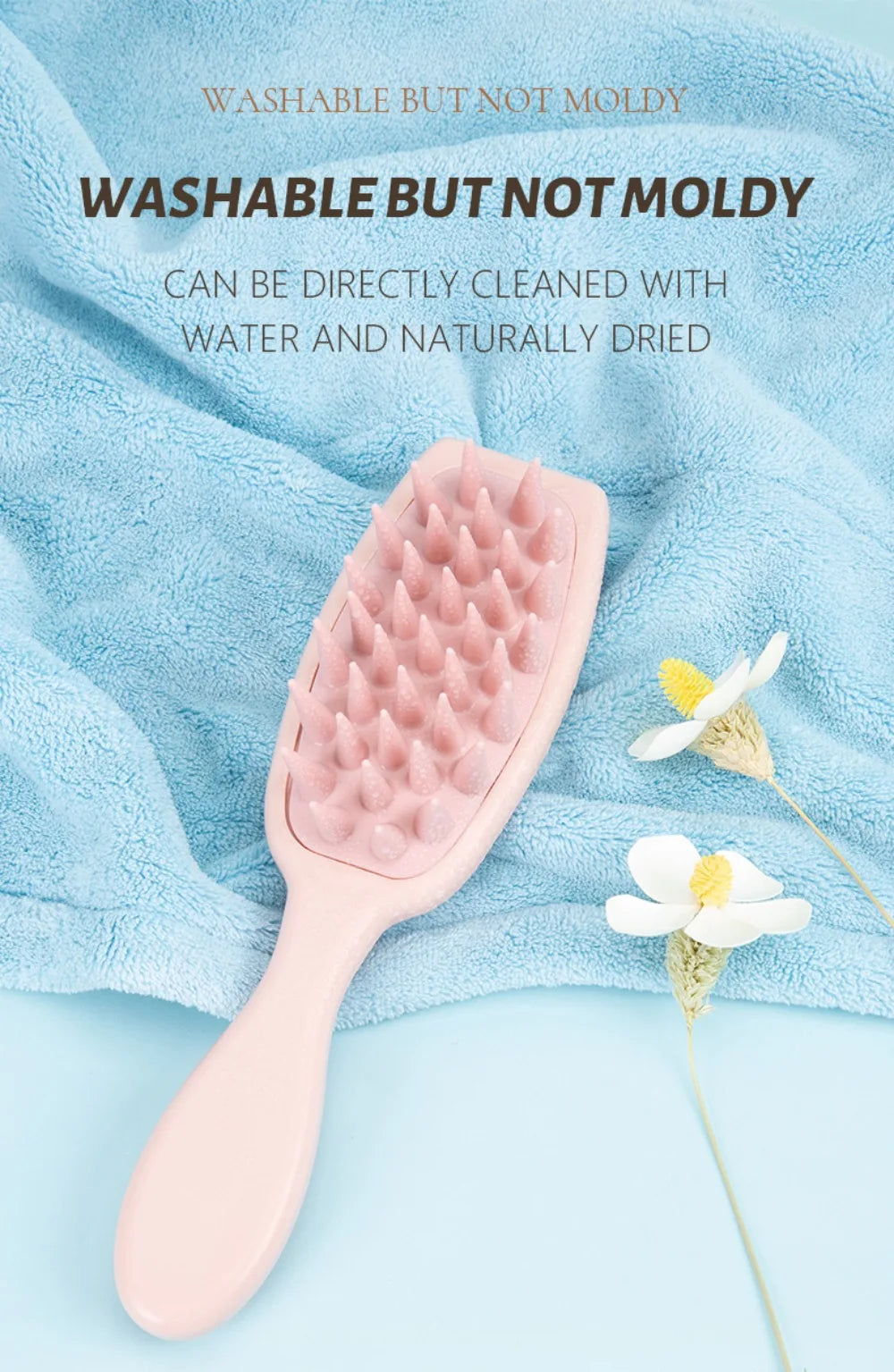 Silicone Shampoo Brush Scalp Massage Brush Hair Washing Comb Long Handle Head Massager Bath Exfoliating Body Scrubber Hair Care