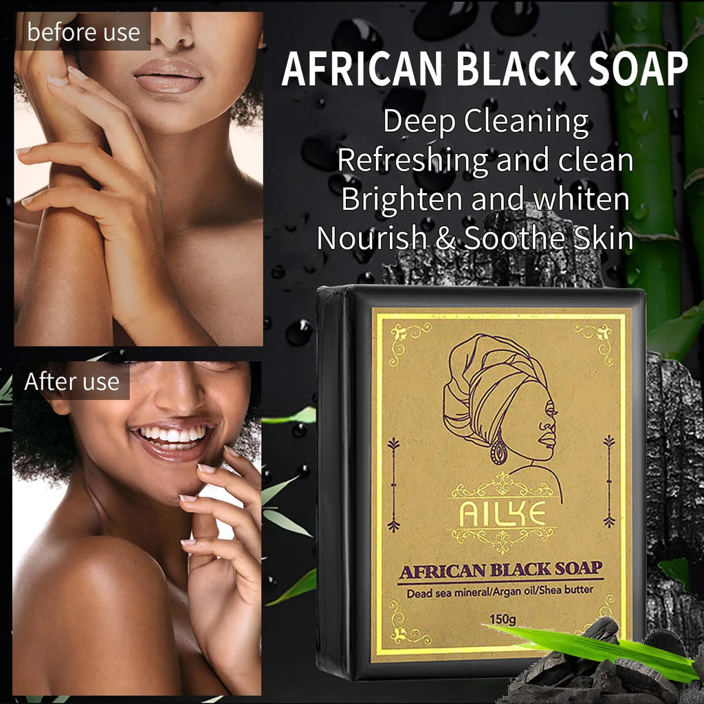 Savon Noir Africain illumine la peau, réduit l’acné, nettoie et hydrate