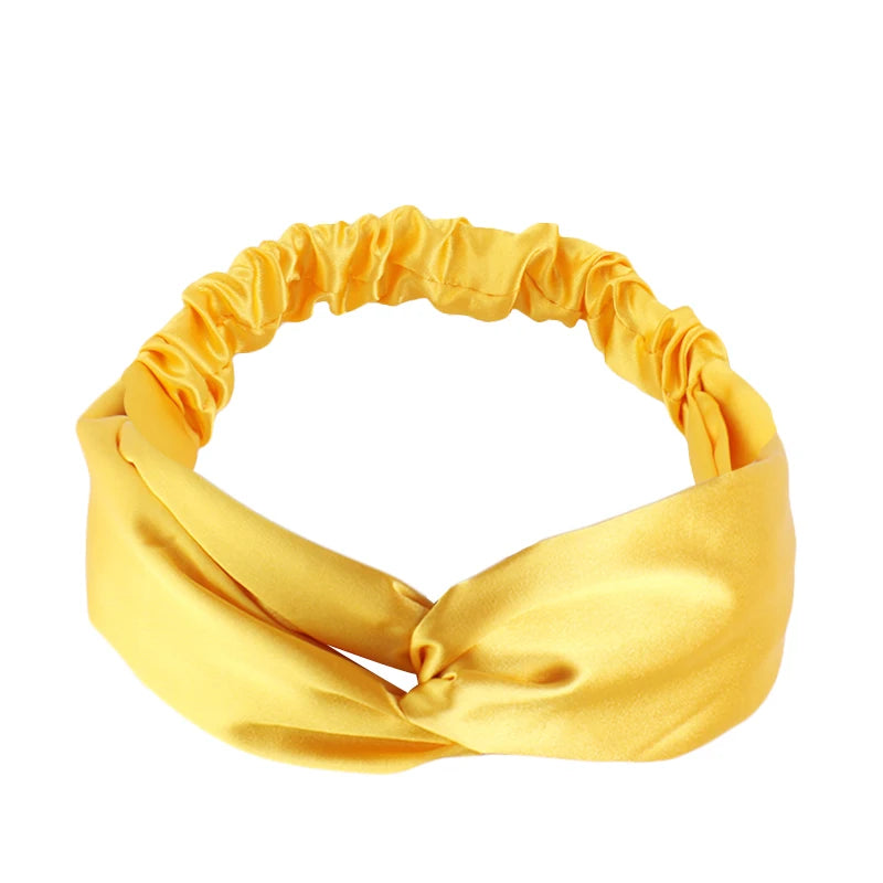 Silky Satin Twist Turban Headband For Women Washing Head Wrap Headwrap Makeup Sport Yoga Head Band Girls Hair Accessories