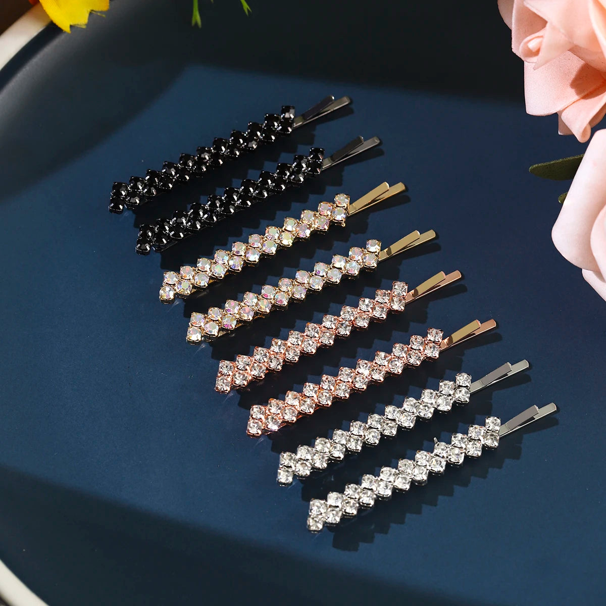 8PK One Clip Rhinestone Hair Clip Set Fashion Bangs Hair Clips Barrettes For Women Girls Hairpins Headdress Jewelry As Gifts