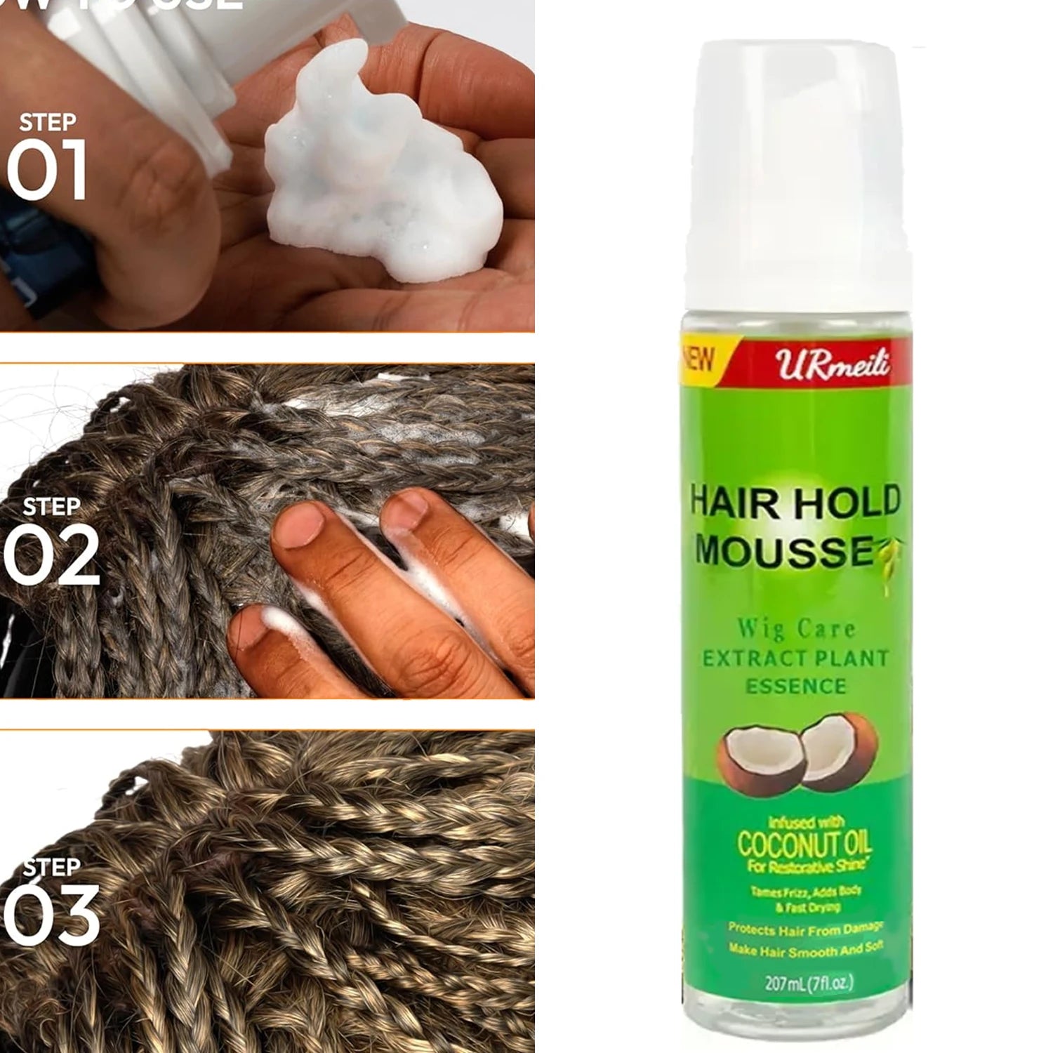 Mousse Lace contrôle les frisottis nourrit les cheveux