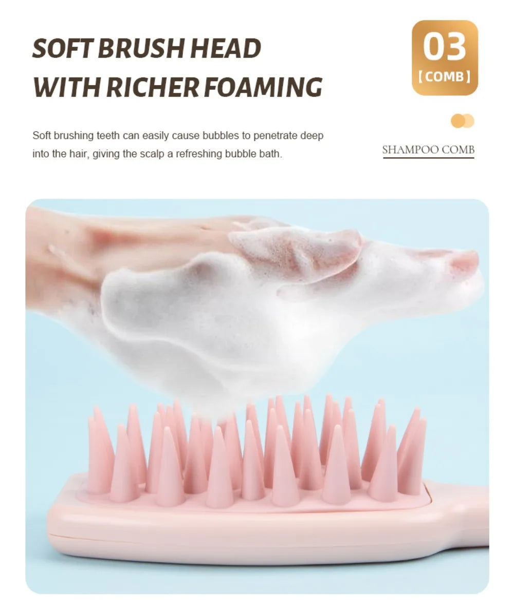 Silicone Shampoo Brush Scalp Massage Brush Hair Washing Comb Long Handle Head Massager Bath Exfoliating Body Scrubber Hair Care