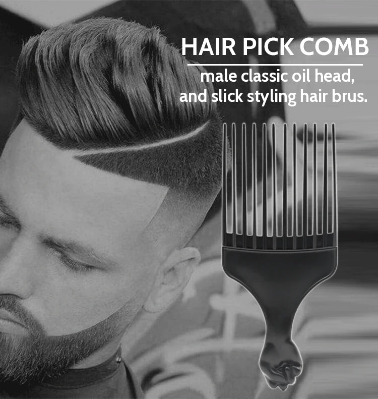 Professional Barber Hair Styling Afro Comb Plastic Handle Metal Tooth Hairdressing Curly Hair Pick Tools For Black Man