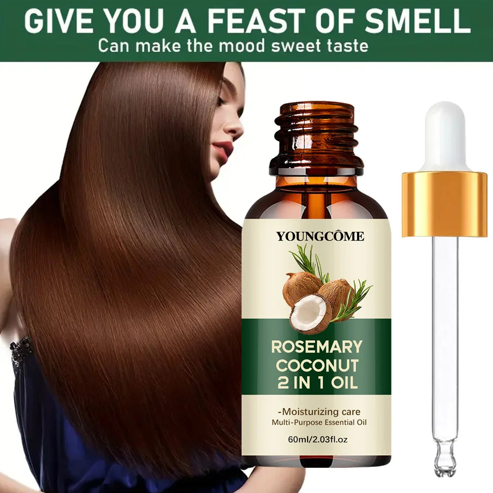 Huile Essentielle Romarin & Noix de Coco – Croissance & Cuir Chevelu