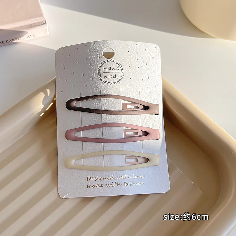 3/6 Pcs/Set New Girls Fashion Coffee Color Geometric Stars Ornament Pink Hair Clips Adult Sweet Hairpins Female Hair Accessories