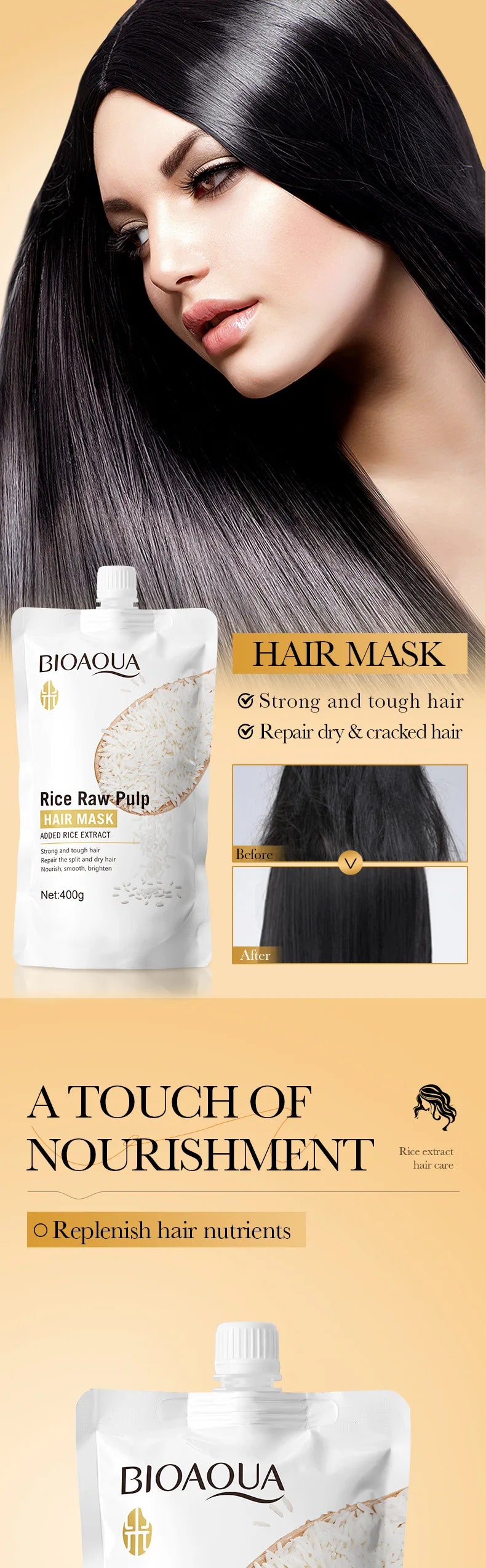 Masque Capillaire Kératine & Riz – Lissage, Brillance & Hydratation