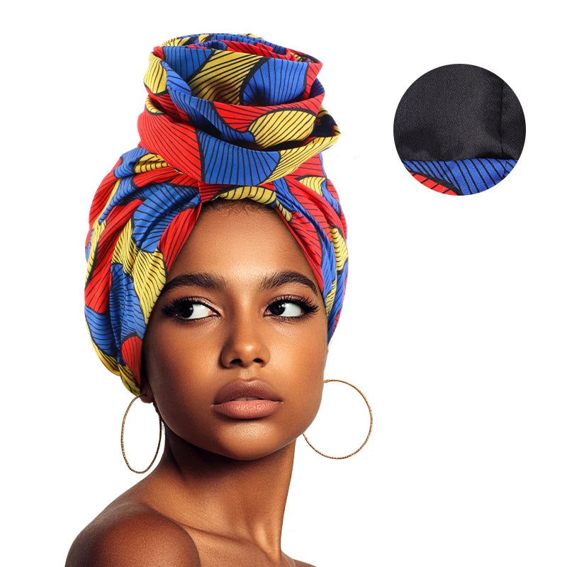 Turban Satin Africain foulard floral pour femmes