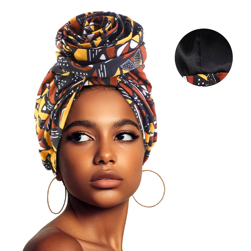 Turban Satin Africain foulard floral pour femmes