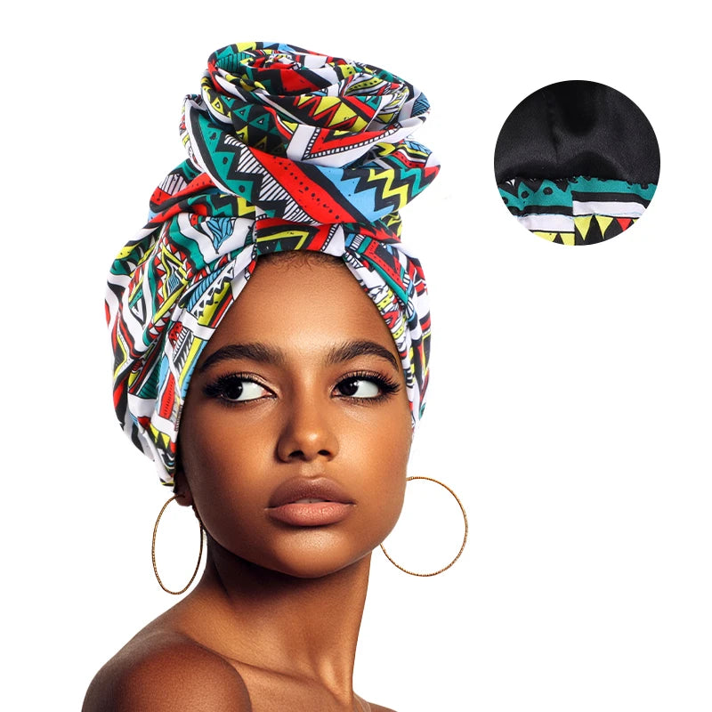 Turban Satin Africain foulard floral pour femmes