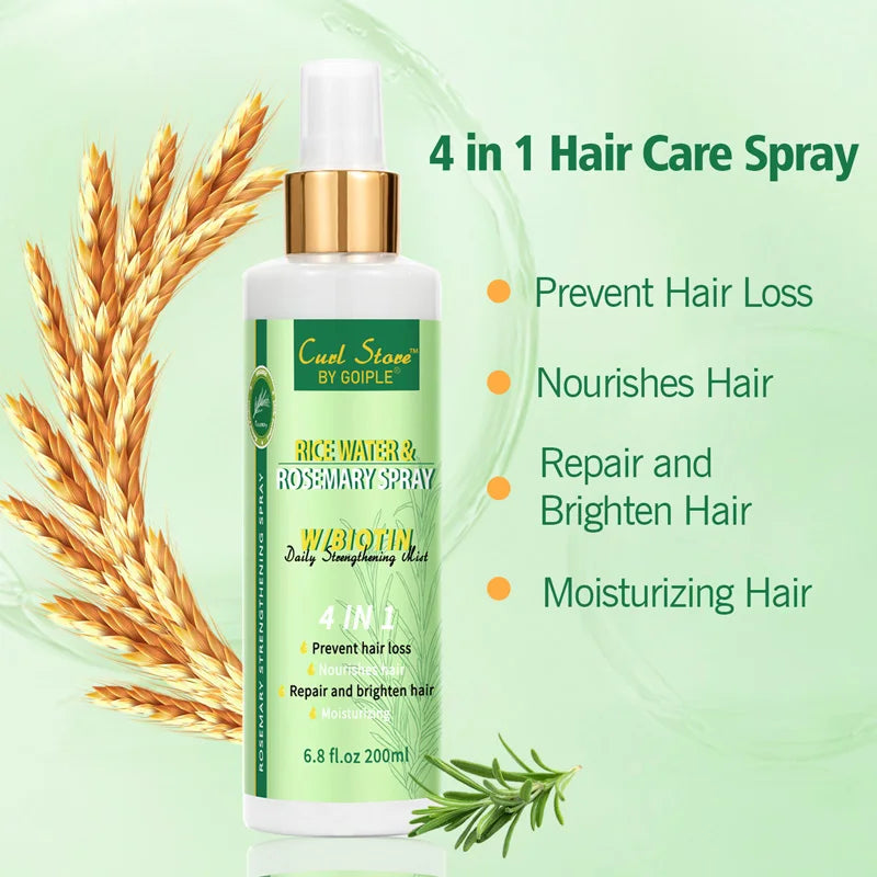 Spray Riz & Romarin, Nourrit le cuir chevelu, renforce les cheveux.