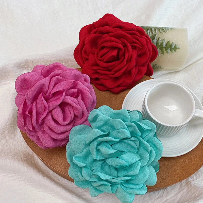 French Romantic Rose Flower Hair Clip Women Elegant Large Shark Clip Hair Claw Ponytail Barrettes Girl Hair Accessories Headwear