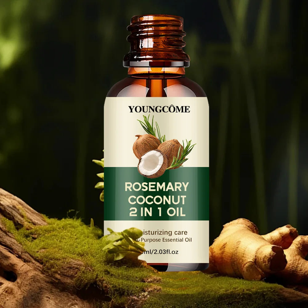Huile Essentielle Romarin & Noix de Coco – Croissance & Cuir Chevelu
