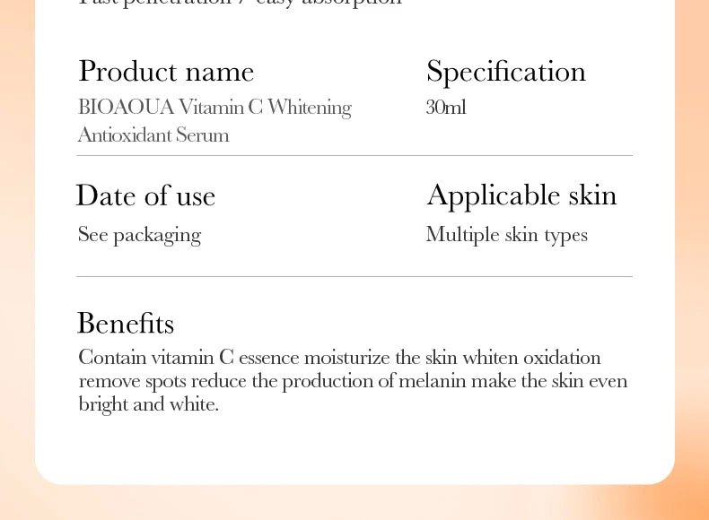 Sérum BIOAQUA Vitamine C hydrate et illumine la peau