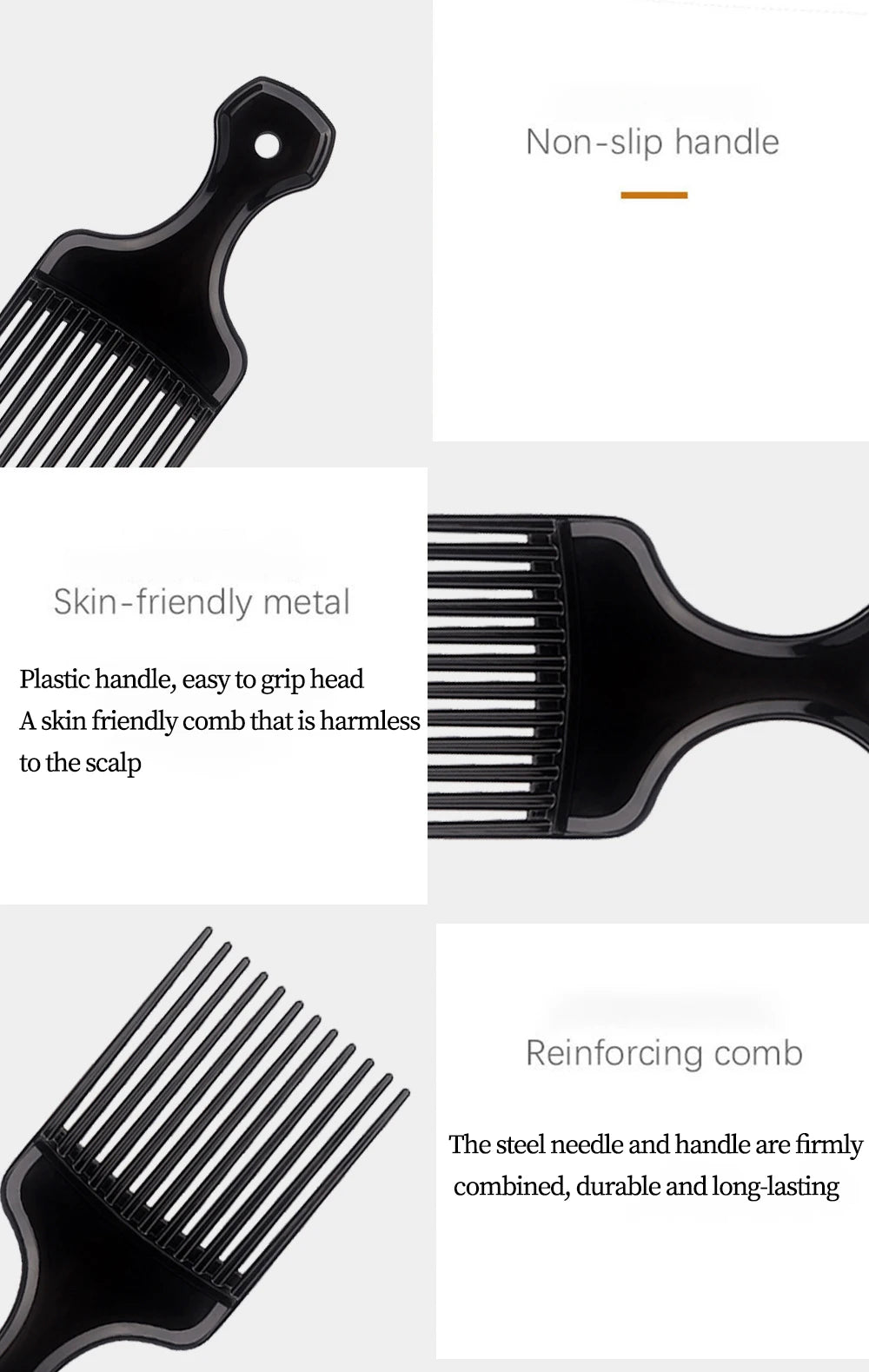 Afro Natural Curly Hair Comb Pick Hair Parting Comb African Braiding Comb Wide Teeth Retro Oil Head Styling Tool For Man Women