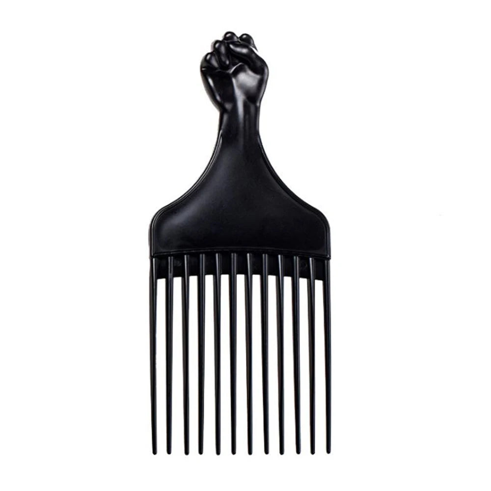 Professional Barber Hair Styling Afro Comb Plastic Handle Metal Tooth Hairdressing Curly Hair Pick Tools For Black Man