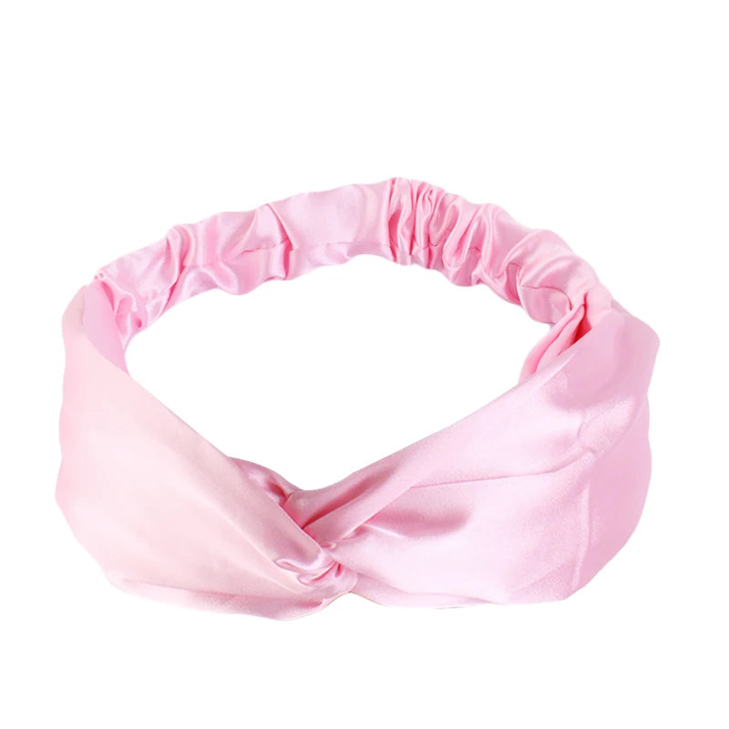 Silky Satin Twist Turban Headband For Women Washing Head Wrap Headwrap Makeup Sport Yoga Head Band Girls Hair Accessories