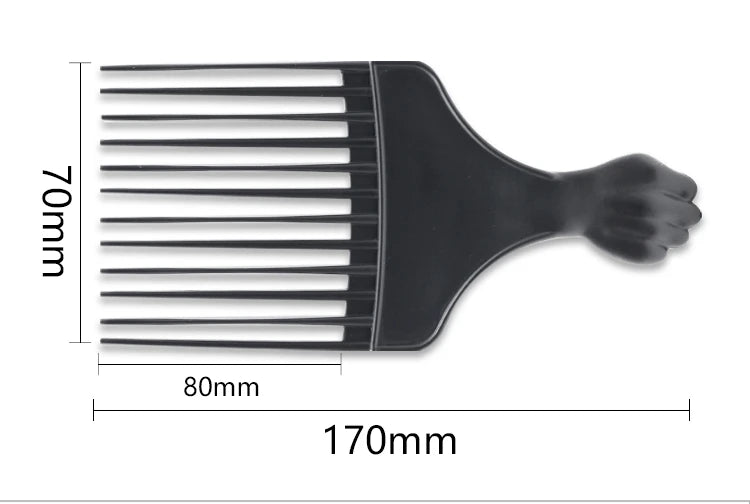 Professional Barber Hair Styling Afro Comb Plastic Handle Metal Tooth Hairdressing Curly Hair Pick Tools For Black Man
