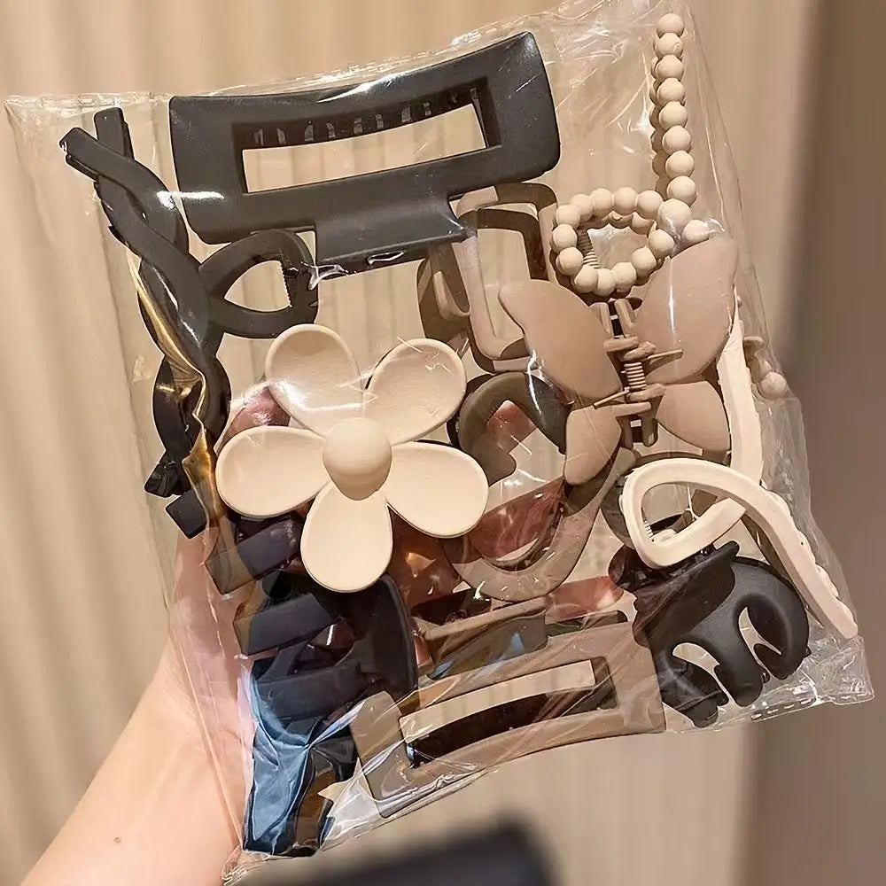 11-Piece Set Elegant Hair Claw Clips for Girls Versatile Hair Accessories Hairpins Hair Decorations Cross Pattern Popular Ele...