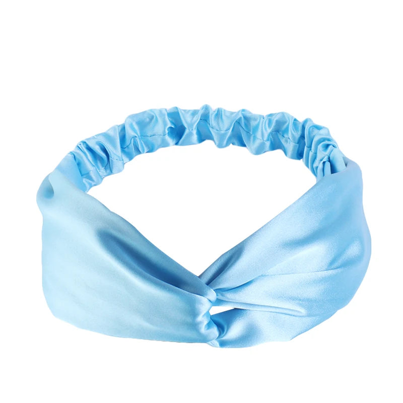 Silky Satin Twist Turban Headband For Women Washing Head Wrap Headwrap Makeup Sport Yoga Head Band Girls Hair Accessories