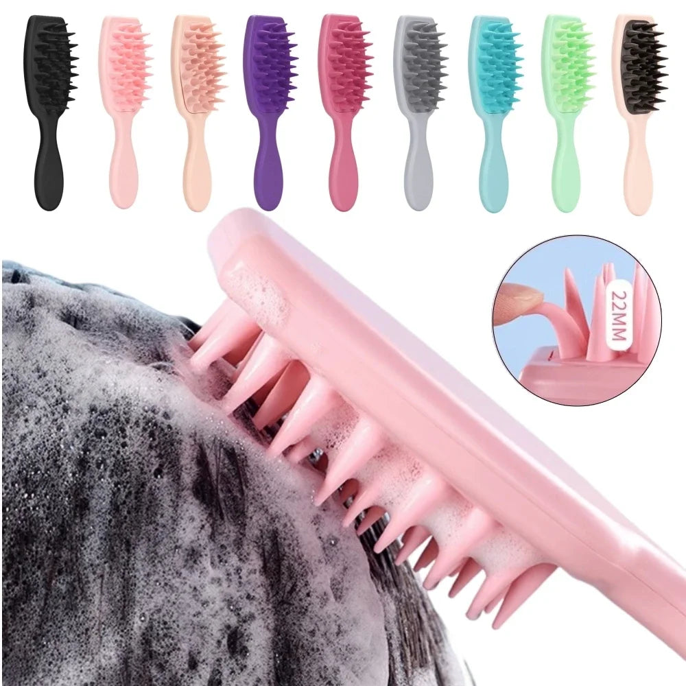 Silicone Shampoo Brush Scalp Massage Brush Hair Washing Comb Long Handle Head Massager Bath Exfoliating Body Scrubber Hair Care