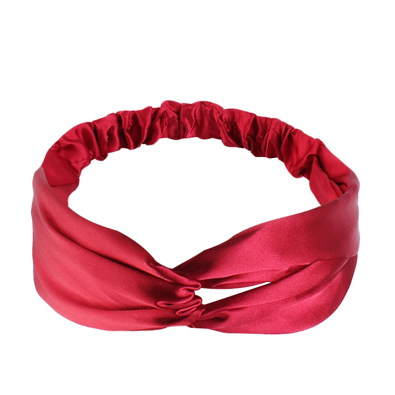 Silky Satin Twist Turban Headband For Women Washing Head Wrap Headwrap Makeup Sport Yoga Head Band Girls Hair Accessories
