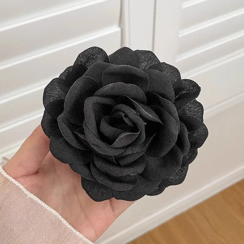 French Romantic Rose Flower Hair Clip Women Elegant Large Shark Clip Hair Claw Ponytail Barrettes Girl Hair Accessories Headwear