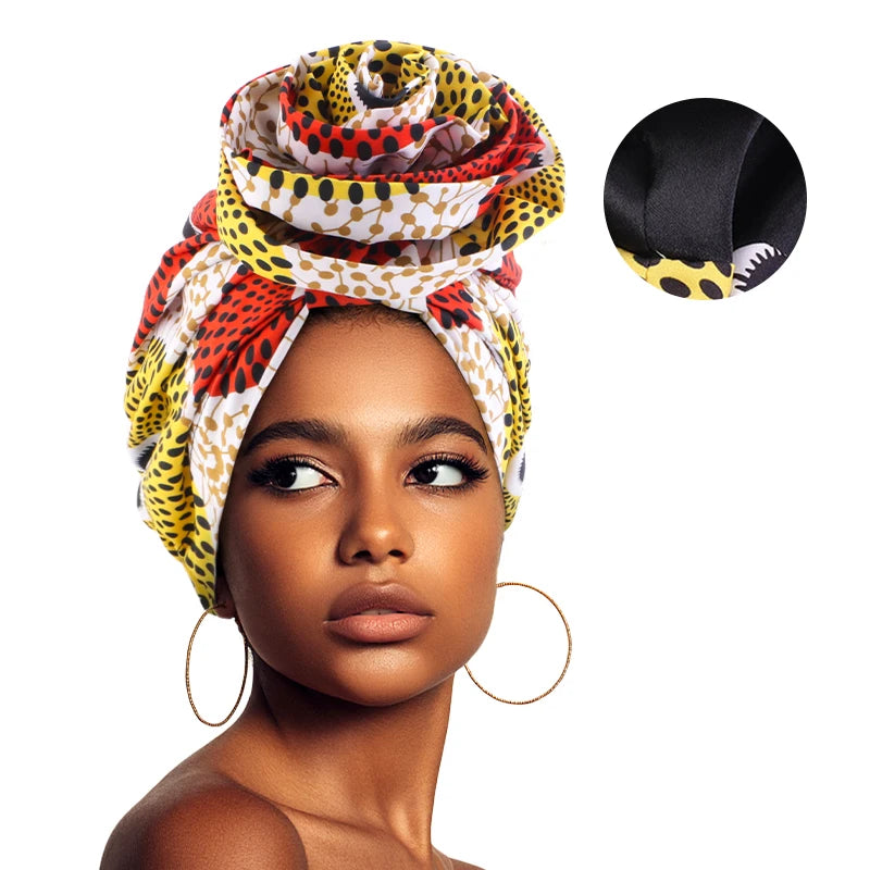 Turban Satin Africain foulard floral pour femmes