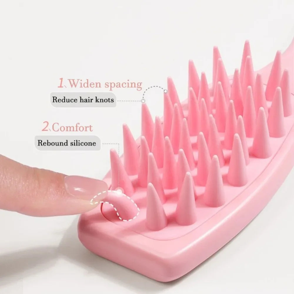 Silicone Shampoo Brush Scalp Massage Brush Hair Washing Comb Long Handle Head Massager Bath Exfoliating Body Scrubber Hair Care