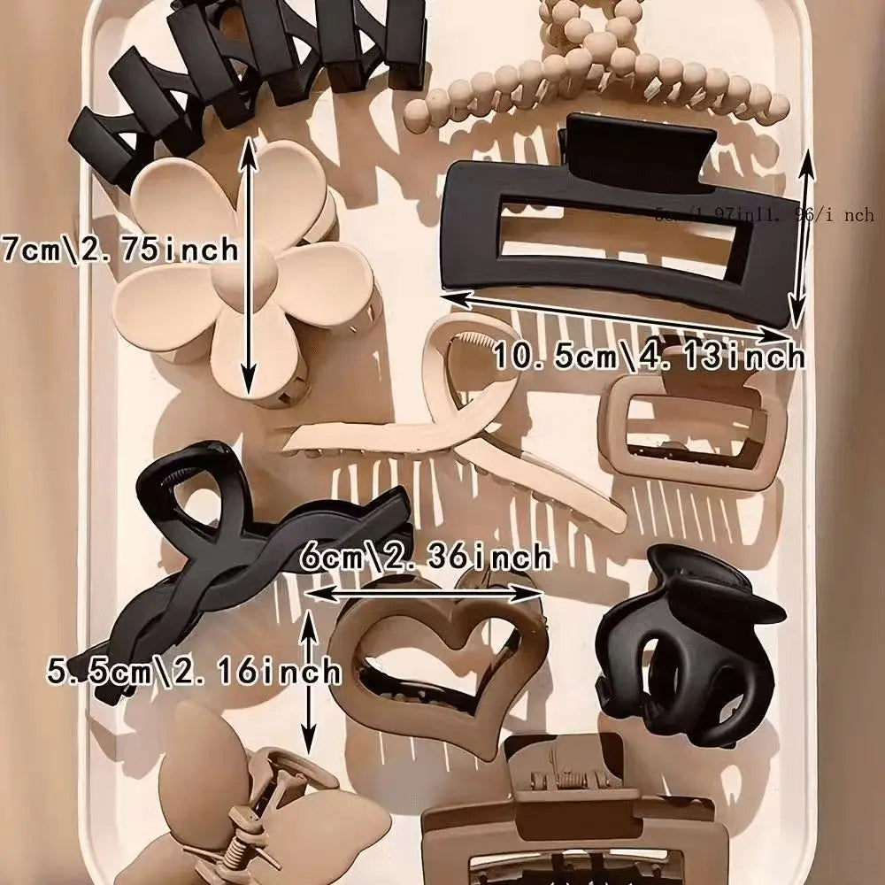 11-Piece Set Elegant Hair Claw Clips for Girls Versatile Hair Accessories Hairpins Hair Decorations Cross Pattern Popular Ele...