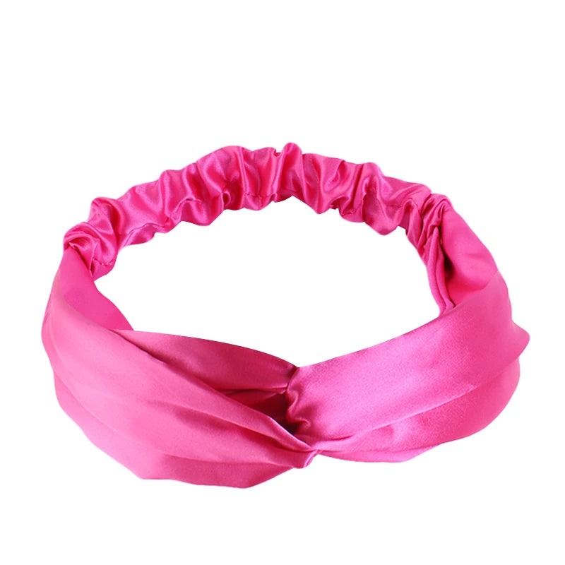 Silky Satin Twist Turban Headband For Women Washing Head Wrap Headwrap Makeup Sport Yoga Head Band Girls Hair Accessories