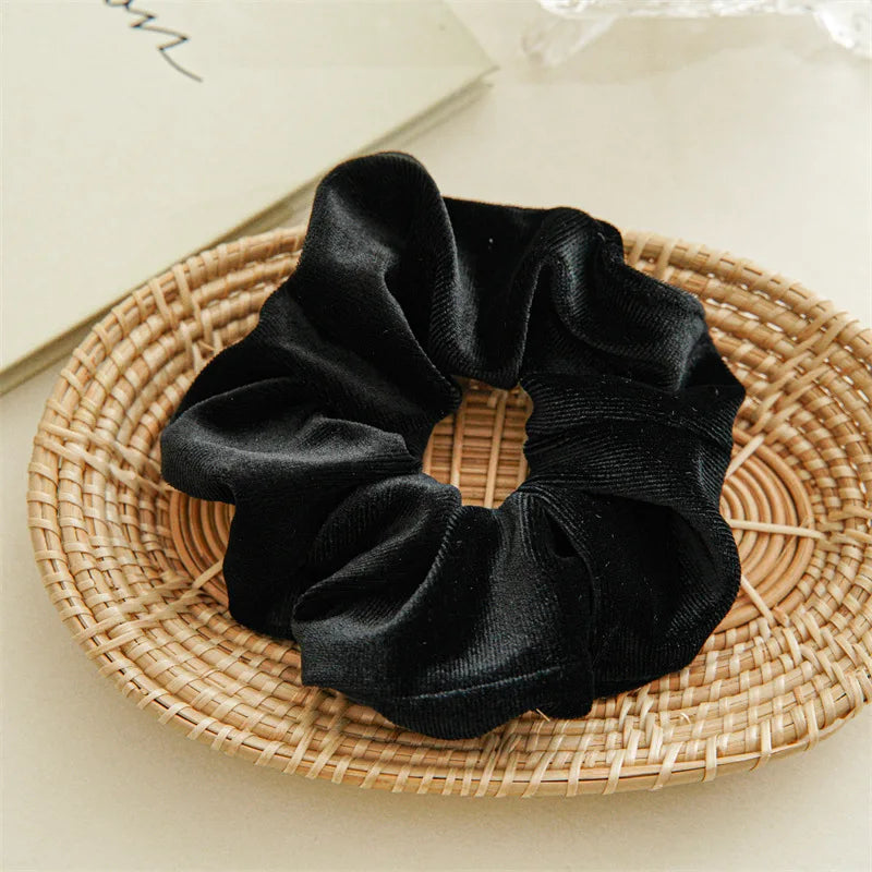 Women Solid Color Scrunchies Vintage Coral Velvet Hair Band For Girls Ponytail Holder Rubber Bands Elastic Hair Ties Accessories
