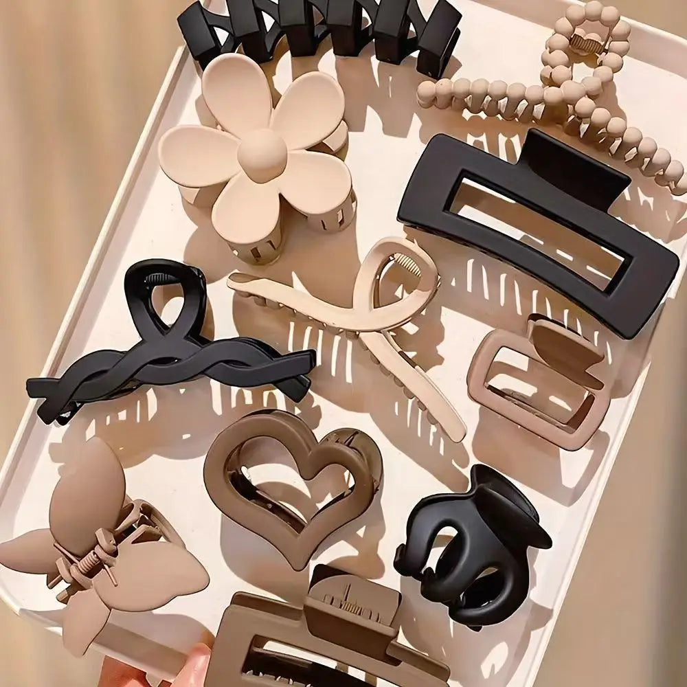 11-Piece Set Elegant Hair Claw Clips for Girls Versatile Hair Accessories Hairpins Hair Decorations Cross Pattern Popular Ele...