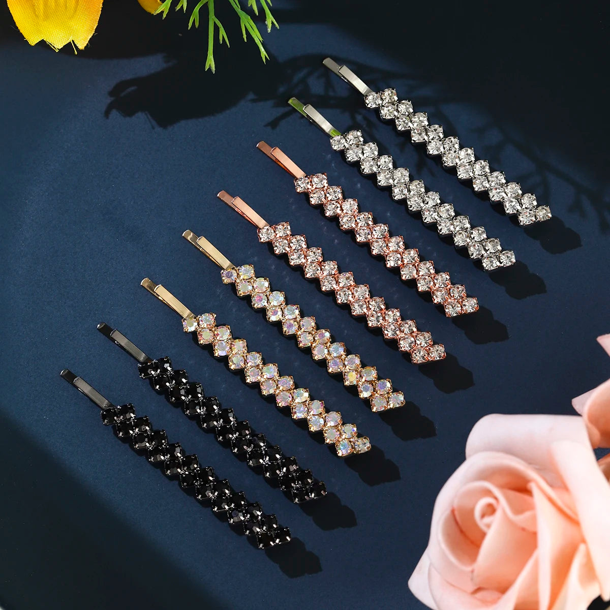 8PK One Clip Rhinestone Hair Clip Set Fashion Bangs Hair Clips Barrettes For Women Girls Hairpins Headdress Jewelry As Gifts